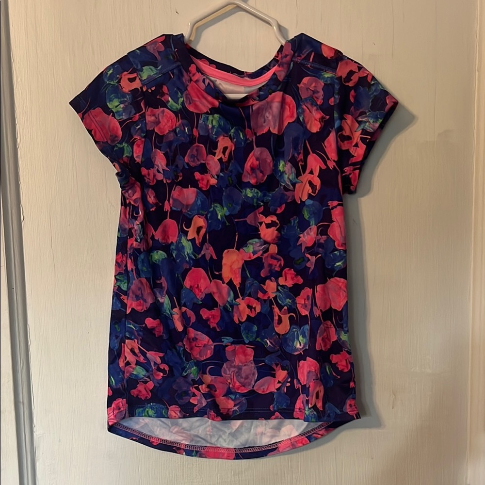 Champion Blue and Pink Short Sleeve Tee with Floral Print